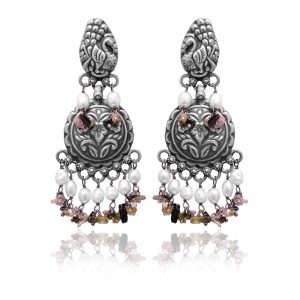 Floral Silver Pearl Earring