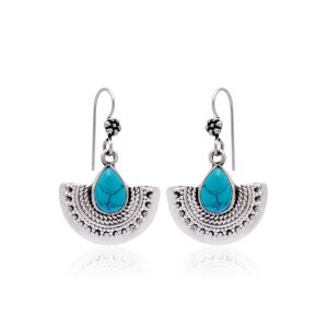 Silver D Drop Earring