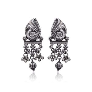 Motif Peacock Silver Earring