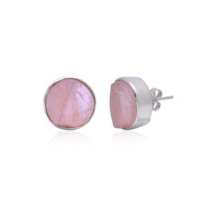 Silver Rose Quartz Stud