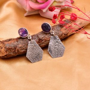Silver Crafted Amethyst Earring