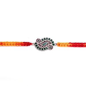 Silver Enamel Rakhi