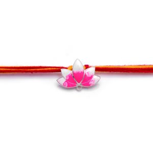 Silver Enamel Lotus Rakhi
